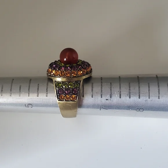 Heidi Daus Carnelian Swarovski Crystal Statement Ring - Picture 6 of 8